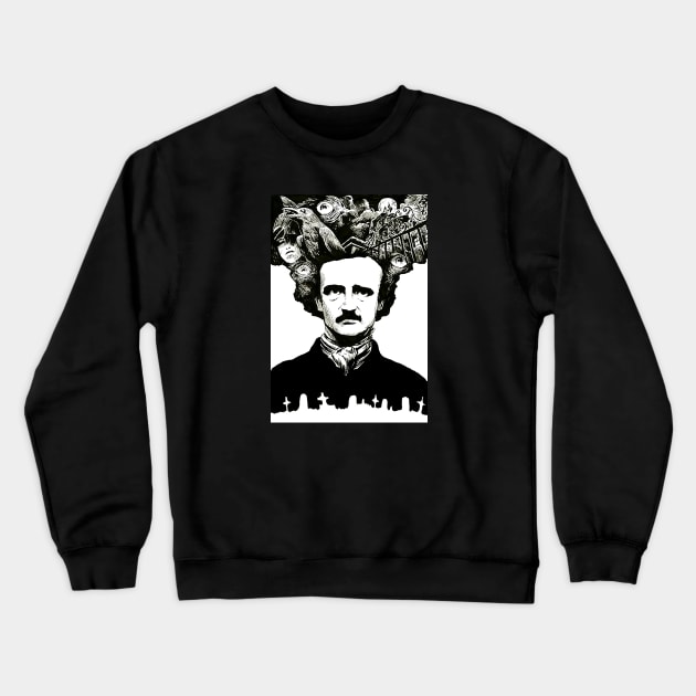 Edgar Allen Poe creepy vintage collage writer shirt Crewneck Sweatshirt by SOpunk